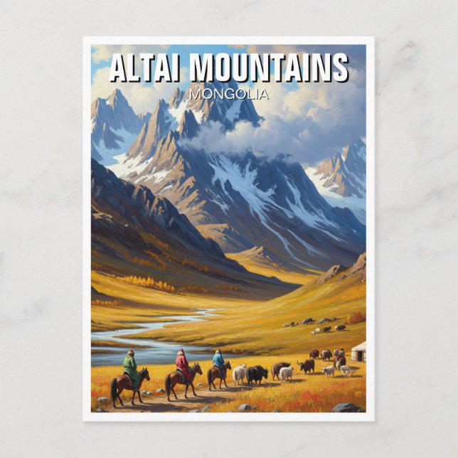 Postal Viaje a la montaña de Altai en Mongolia (Anverso)