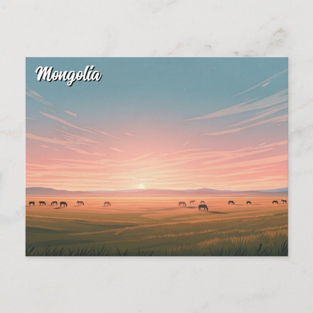Postal Viaje a la yurta de la estepa de Mongolia (Anverso)