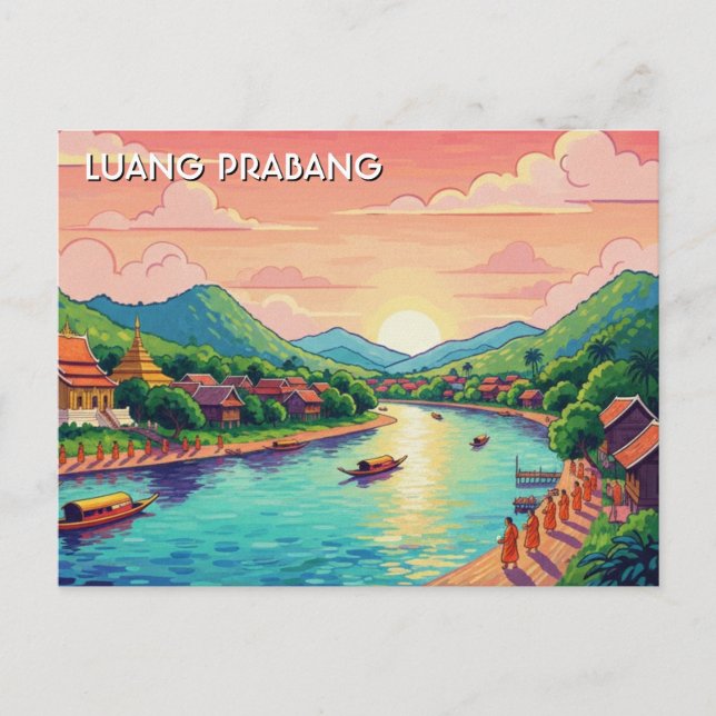 Postal Viaje a Laos Luang Prabang (Anverso)