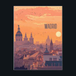 Postal Viaje a Madrid<br><div class="desc">Esta postal de viaje muestra un ilustracion sereno y cálido que representa el horizonte de Madrid. Es una postal ideal para los viajeros que deseen visitar Madrid o para aquellos que viajan por Madrid y envían una postal a sus familiares o amigos.</div>