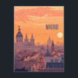 Postal Viaje a Madrid<br><div class="desc">Esta postal de viaje muestra un ilustracion sereno y cálido que representa el horizonte de Madrid. Es una postal ideal para los viajeros que deseen visitar Madrid o para aquellos que viajan por Madrid y envían una postal a sus familiares o amigos.</div>