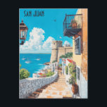 Postal Viaje a San Juan Puerto Rico<br><div class="desc">Esta postal de viaje,  en estilo ilustracion digital,  está inspirada en el paisaje marino de San Juan,  Puerto Rico.</div>