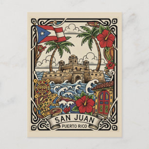 Postal Viaje a San Juan Viejo Puerto Rico