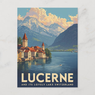 Postal Viaje a Suiza por Lucerna Vintage