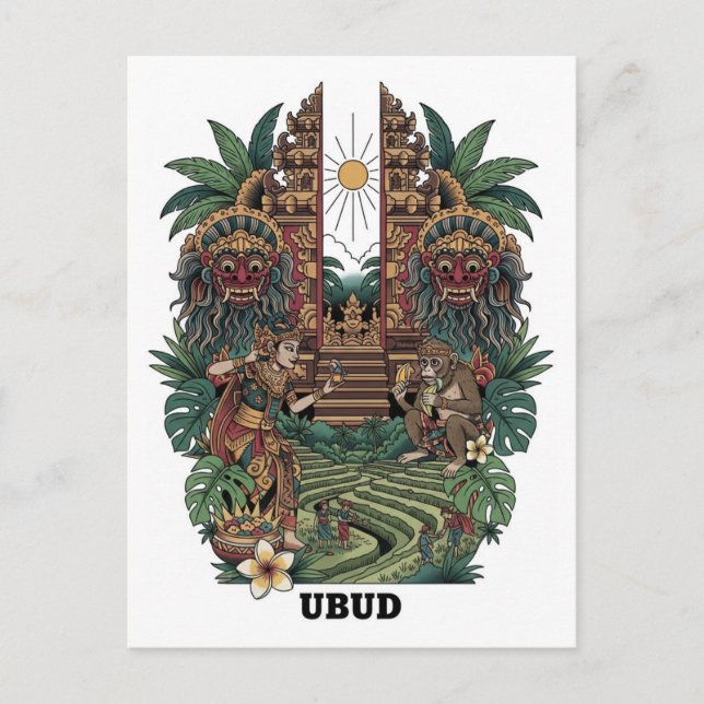 Postal Viaje a Ubud Bali Indonesia (Anverso)