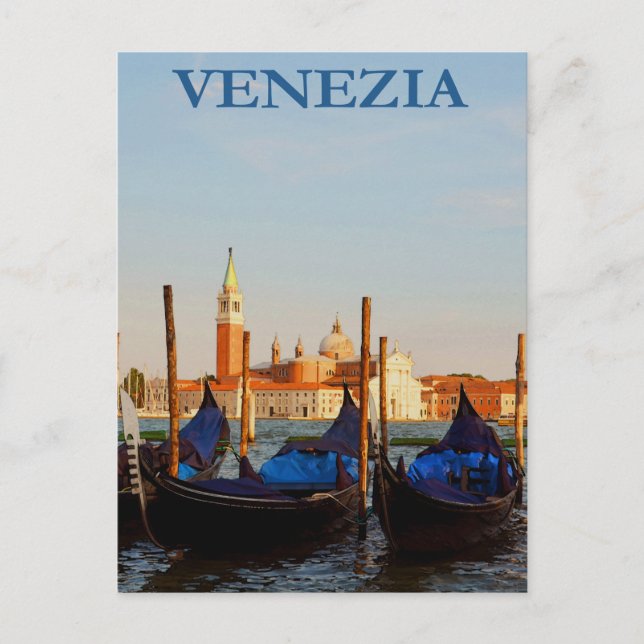 Postal Viaje a Venecia Gondola Vintage (Anverso)