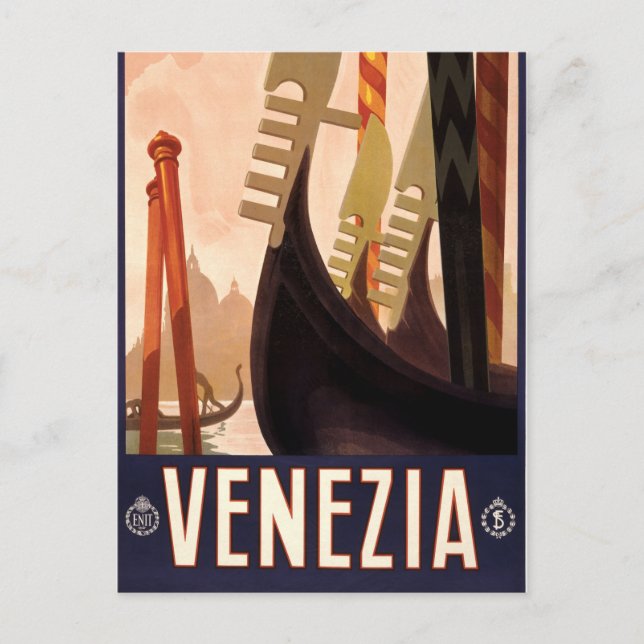 Postal Viaje a Venecia Vintage, Italia (Anverso)