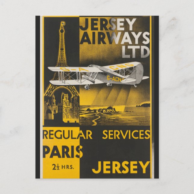 Postal Viaje aéreo francés de la Torre Eiffel de París (Anverso)