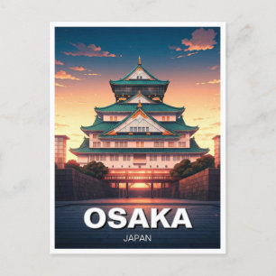 Postal Viaje al atardecer del Castillo de Osaka Japón