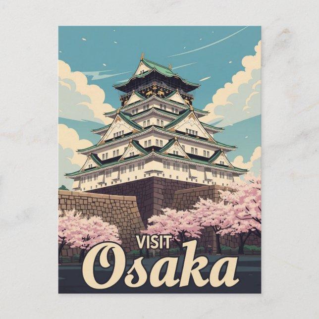 Postal Viaje al Castillo de Osaka Japón (Anverso)