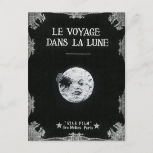 Postal Viaje al cine retro francés lunar