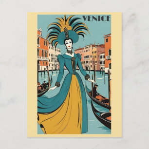 Postal Viaje al Festival Gondola Canal de Venecia