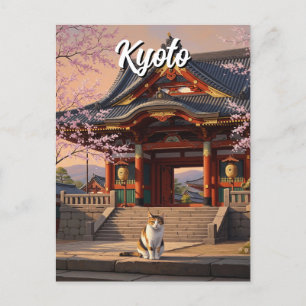 Postal Viaje al gato en el templo de Kyoto en Japón