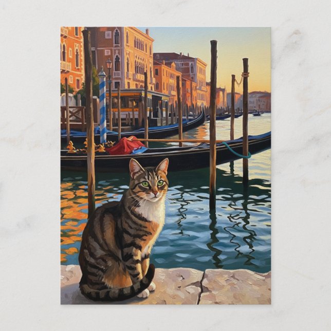 Postal Viaje al gato en Venecia Italia (Anverso)