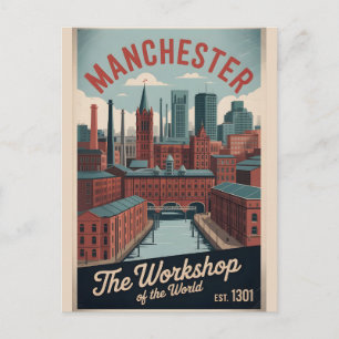Postal Viaje al horizonte de Mánchester Inglaterra con es
