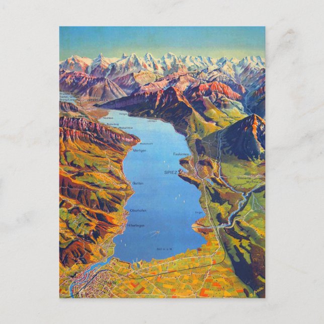 Postal Viaje al lago de Thun Suiza (Anverso)