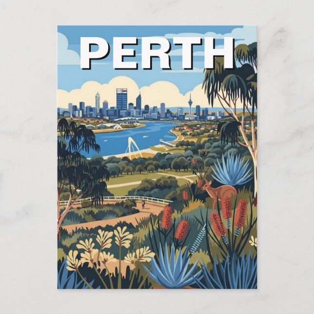 Postal Viaje al Parque de los Reyes de Perth (Anverso)