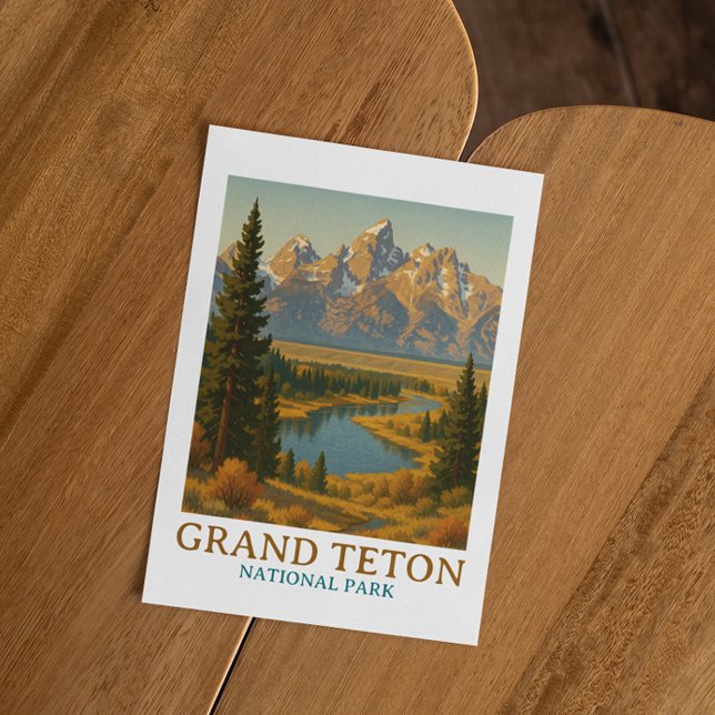 Postal Viaje al parque nacional del Gran Tetón (Vintage Grand Teton National Park Travel Postcard)