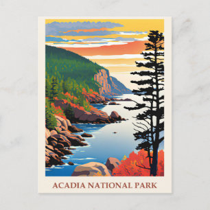 Postal Viaje al Parque Nacional Maine Vintage Acadia