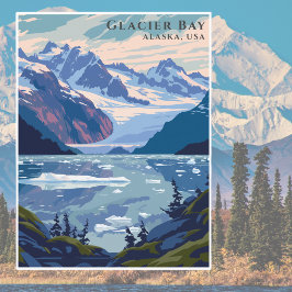 Postal Viaje al Parque Nacional Retro Glaciar Bay Alaska