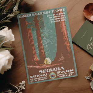 Postal Viaje al Parque Nacional Retro Sequoia
