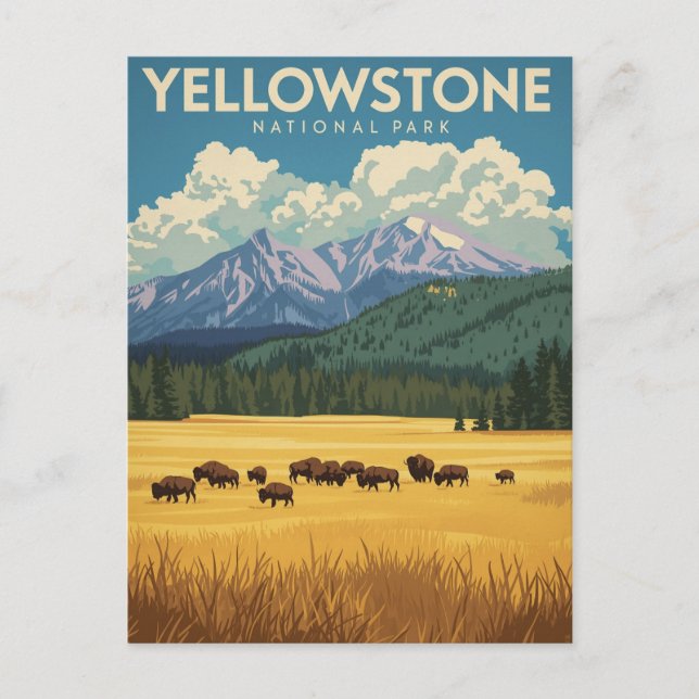 Postal Viaje al Parque Nacional Yellowstone Vintage (Anverso)