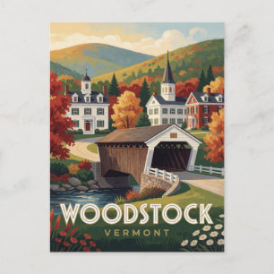 Postal Viaje al puente cubierto de Woodstock Vermont