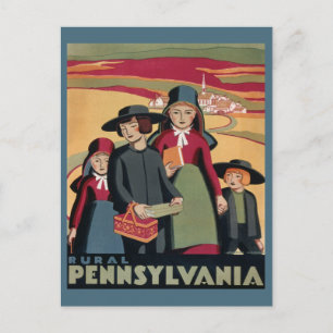 Postal Viaje Amish Vintage Rústico de Pensilvania