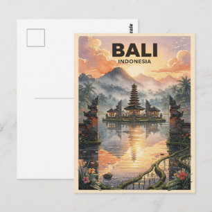 Postal Viaje Antiguo a Bali Indonesia