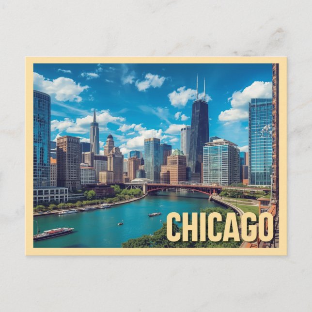 Postal Viaje Antiguo a Chicago (Anverso)