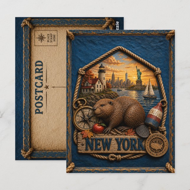 Postal Viaje Antiguo a Nueva York (Anverso / Reverso)