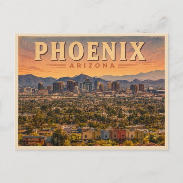 Postal Viaje Antiguo a Phoenix Arizona (Anverso)