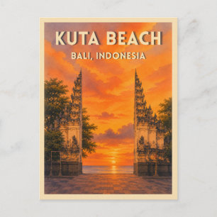Postal Viaje Antiguo Atardecer en la Playa Kuta Bali Indo