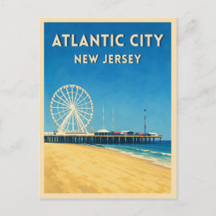 Postal Viaje Antiguo Atlantic City Nueva Jersey Orilla de