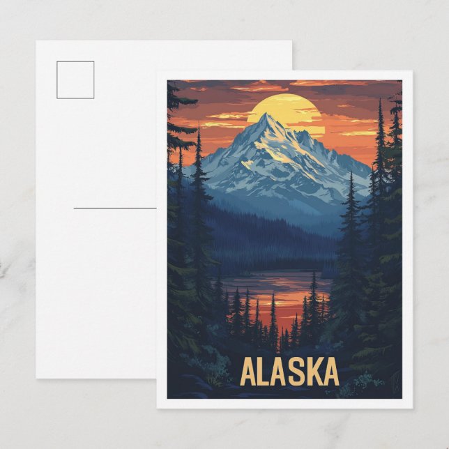 Postal Viaje artístico de Alaska USA (Anverso / Reverso)