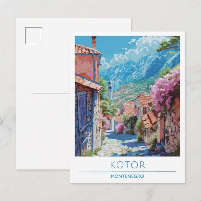 Postal Viaje artístico de Kotor Montenegro (Anverso / Reverso)