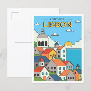 Postal Viaje artístico de Portugal con dibujos a mano