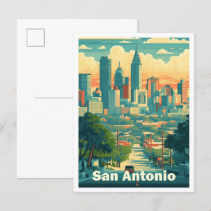 Postal Viaje artístico de San Antonio Texas USA