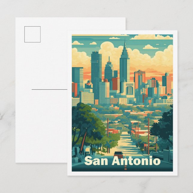 Postal Viaje artístico de San Antonio Texas USA (Anverso / Reverso)