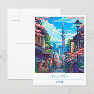 Postal Viaje artístico japonés de Tokio