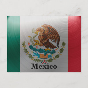 Postal Viaje con bandera mexicana vintage