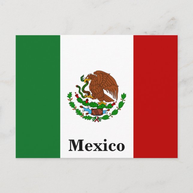 Postal Viaje con bandera mexicana vintage (Anverso)