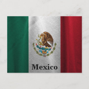 Postal Viaje con bandera mexicana vintage
