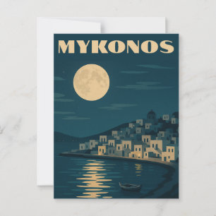 Postal Viaje con estilo Art Decó retro Mykonos Moon