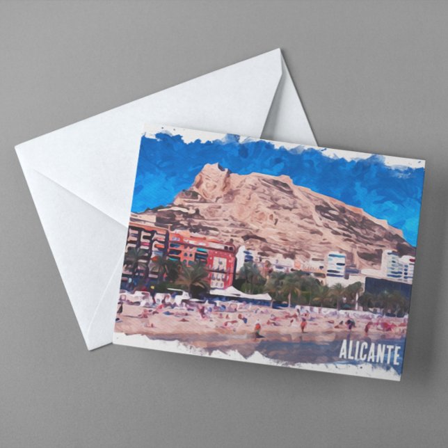Postal Viaje de Alicante España Beach View (Alicante Spain Beach Scenery Postcard)