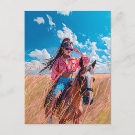 Postal Viaje de Anime a caballo por la naturaleza