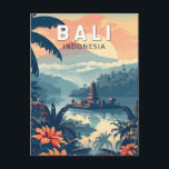 Postal Viaje de arte de Bali en Indonesia<br><div class="desc">Diseño de viajes vectoriales retro de Bali. Bali es una isla en el sudeste asiático conocida por sus playas,  templos y cultura. También alberga vida marina,  parques de safari y arte.</div>