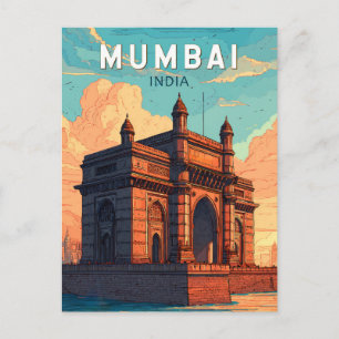 Postal Viaje de arte de Ilustracion de la India en Bombay