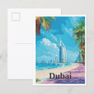 Postal Viaje de arte de los Emiratos Árabes Unidos de Dub