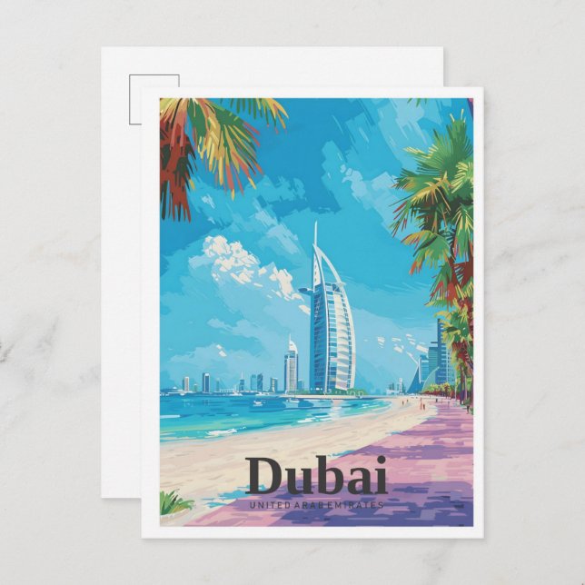 Postal Viaje de arte de los Emiratos Árabes Unidos de Dub (Anverso / Reverso)